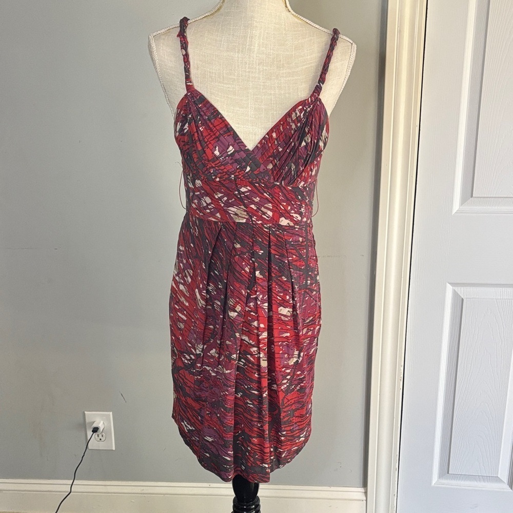 BCBGMaxAzria Red and Purple Midi Dress